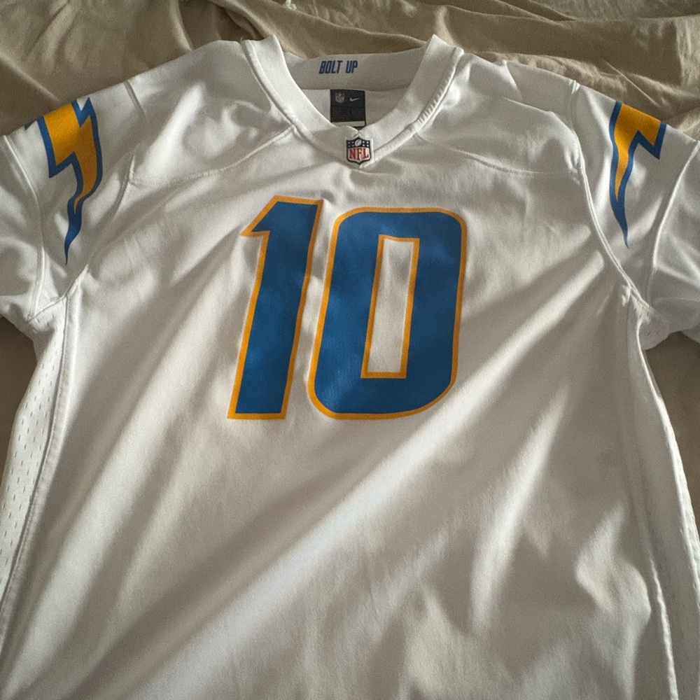 Nike White and Blue Football Jersey